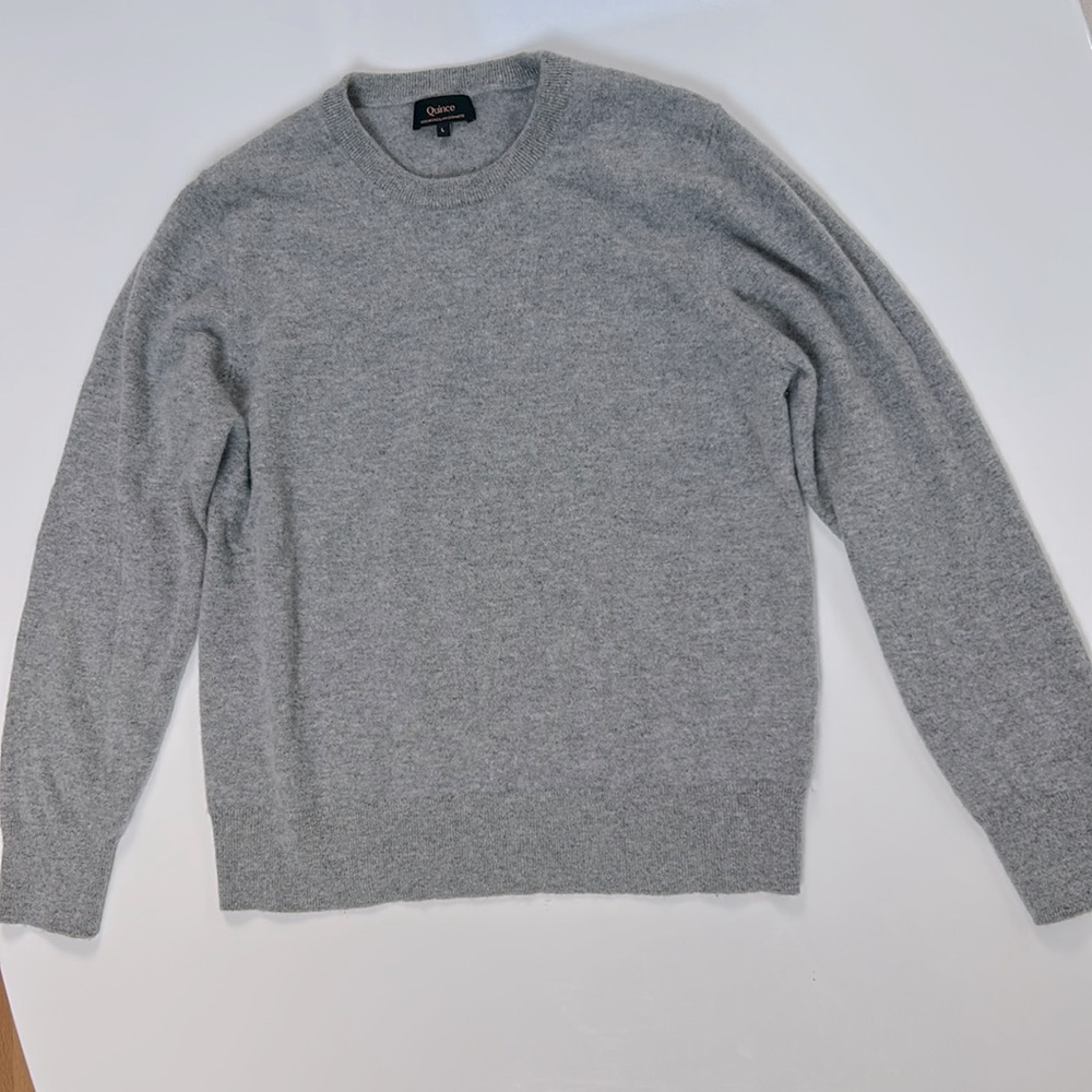 Quince Heather Gray Mongolian Cashmere Crewneck Sweater